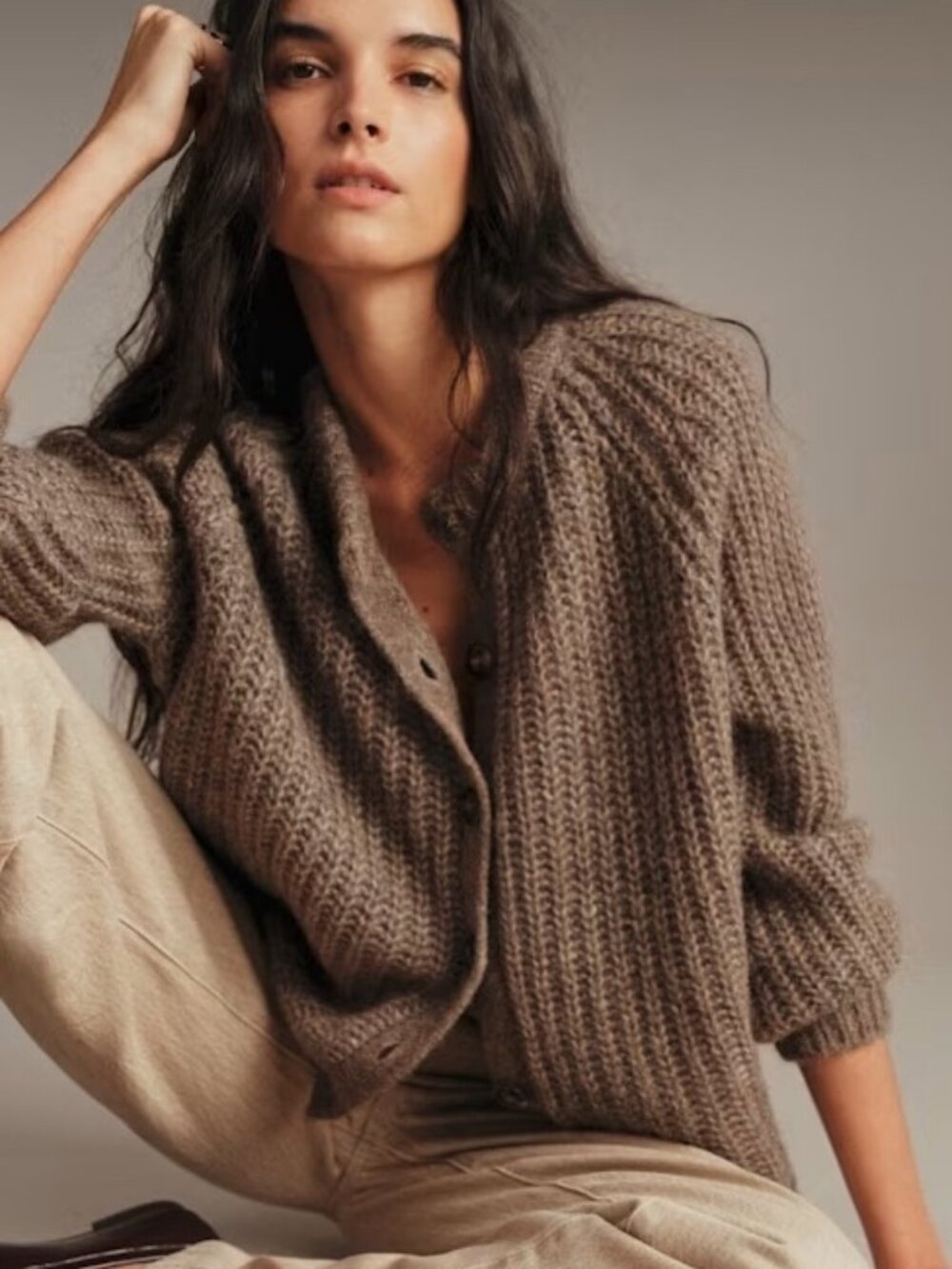 Sezane | Emile Cardigan | Dark Taupe | Size: Medium